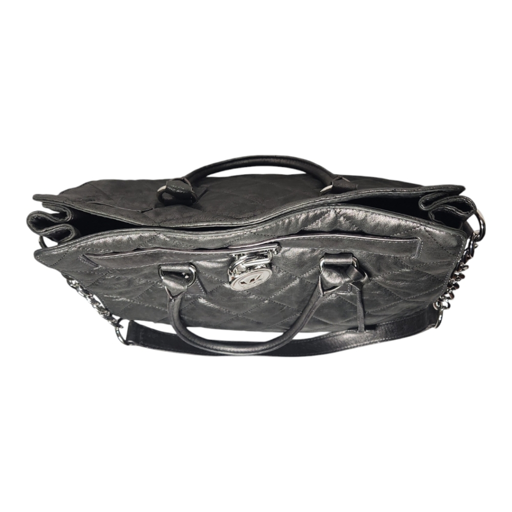 MICHAEL KORS Hamilton Quilted Metallic Gray Tote/Shoulder Bag - Picture 9 of 17